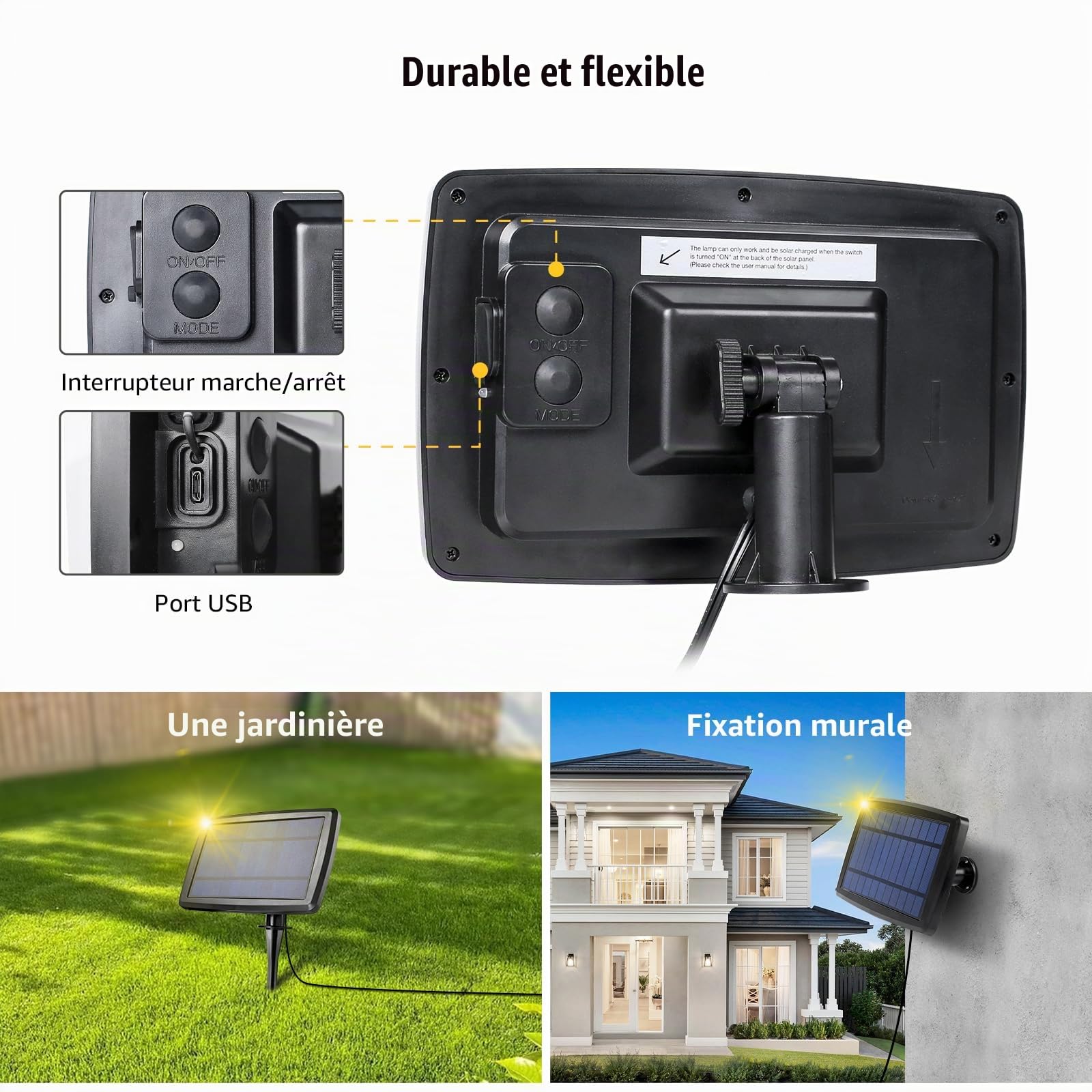 Lepro Guirlande Lumineuse Extérieur Solaire 4 Modes 7.6m | Guirlande Guinguette USB, 25 Ampoules G40, Blanc Chaud 2700K, Étanche pour Jardin, Terrasse, Cour, Patio, Fête Décoration