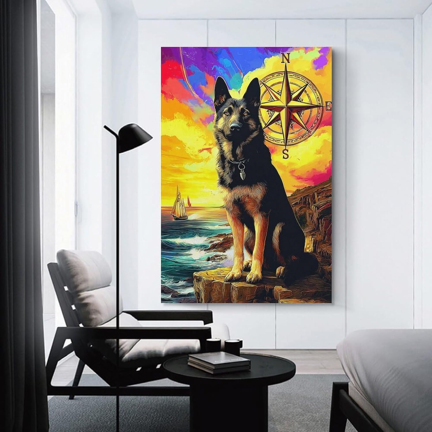 Amazon.de: Dog on Rocky Cliff with Compass Rose -1 ...
