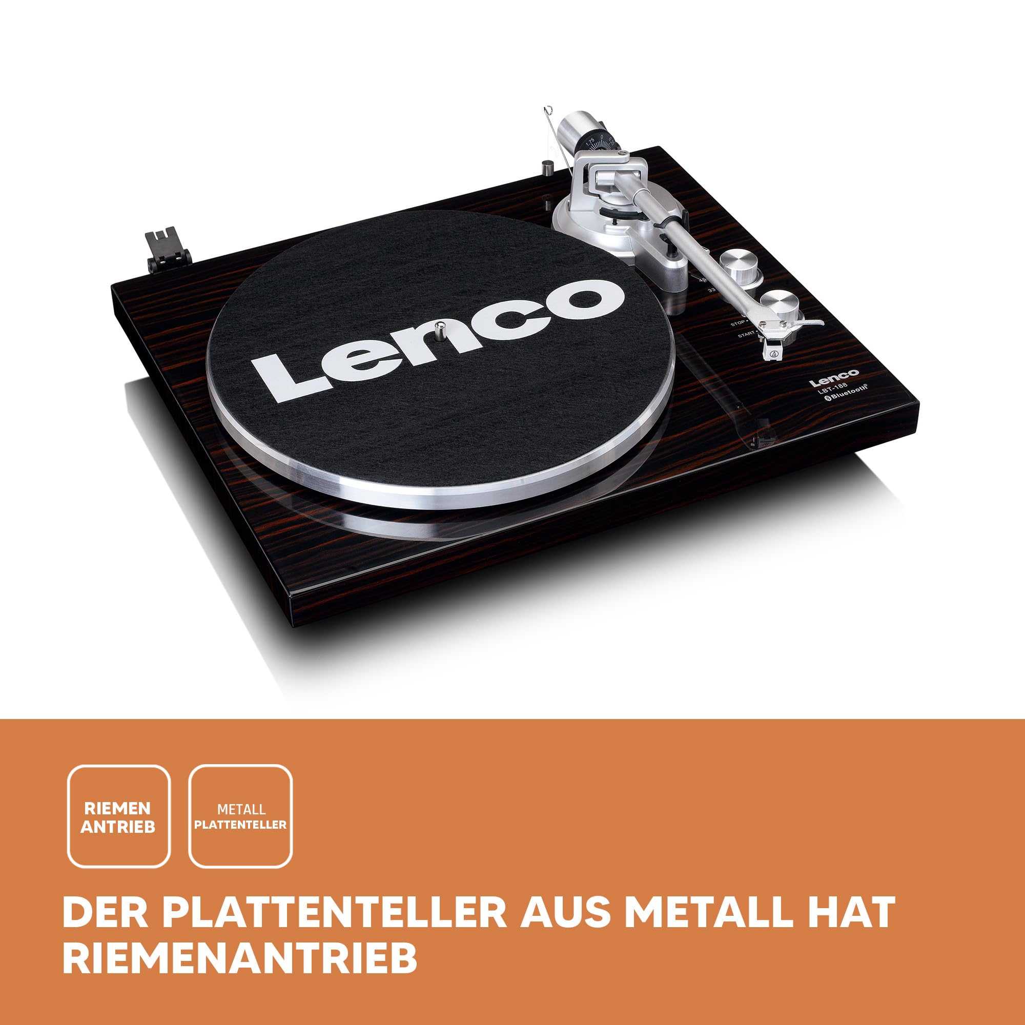 Lenco LBT-188WA - Vinyl Plattenspieler mit Bluetooth Ausgang