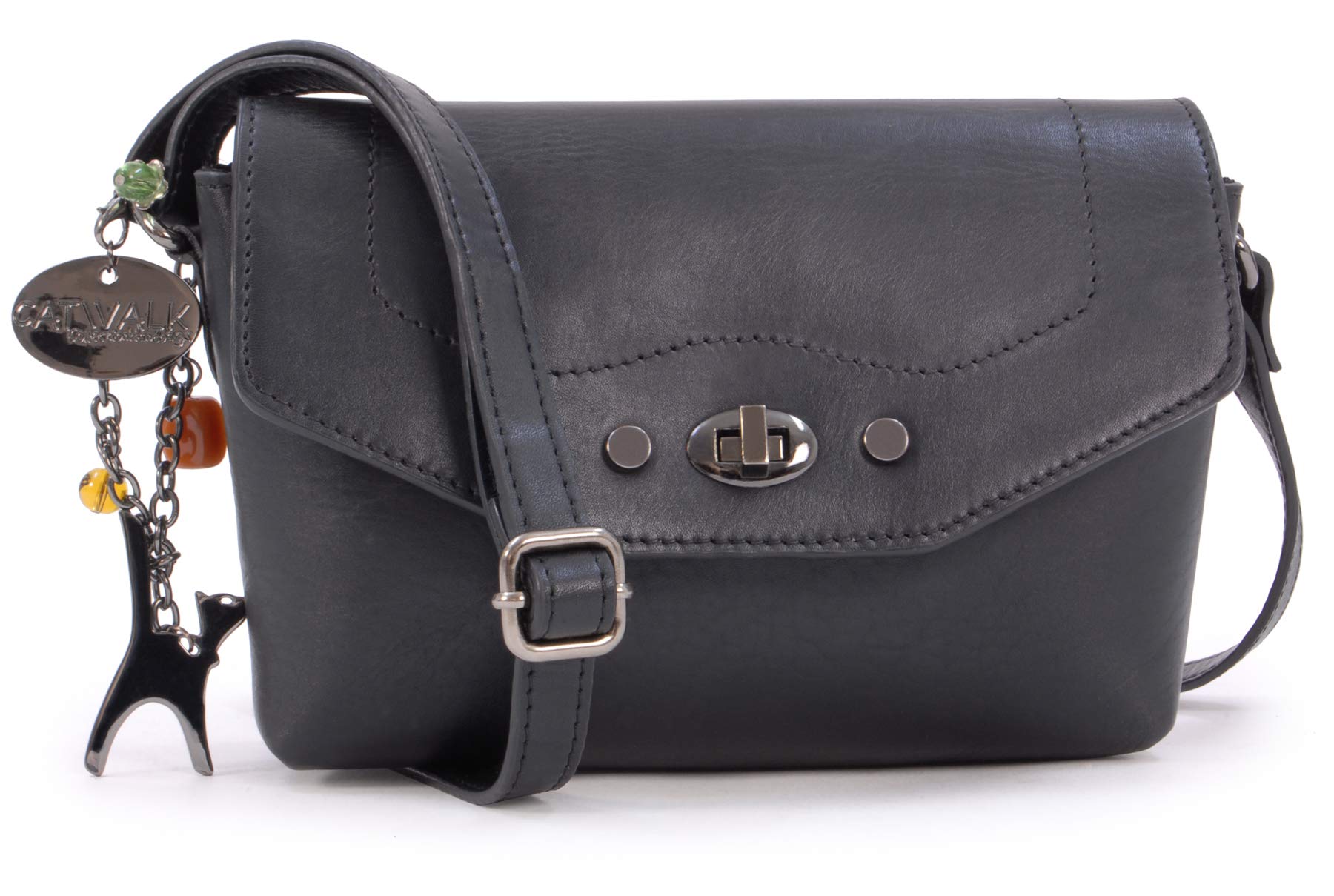 Catwalk Collection Handbags - Borsa a Tracolla Piccola in Vera Pelle - Borsetta Donna - Borsa a Mano con Tracolla Regolabile - Florence