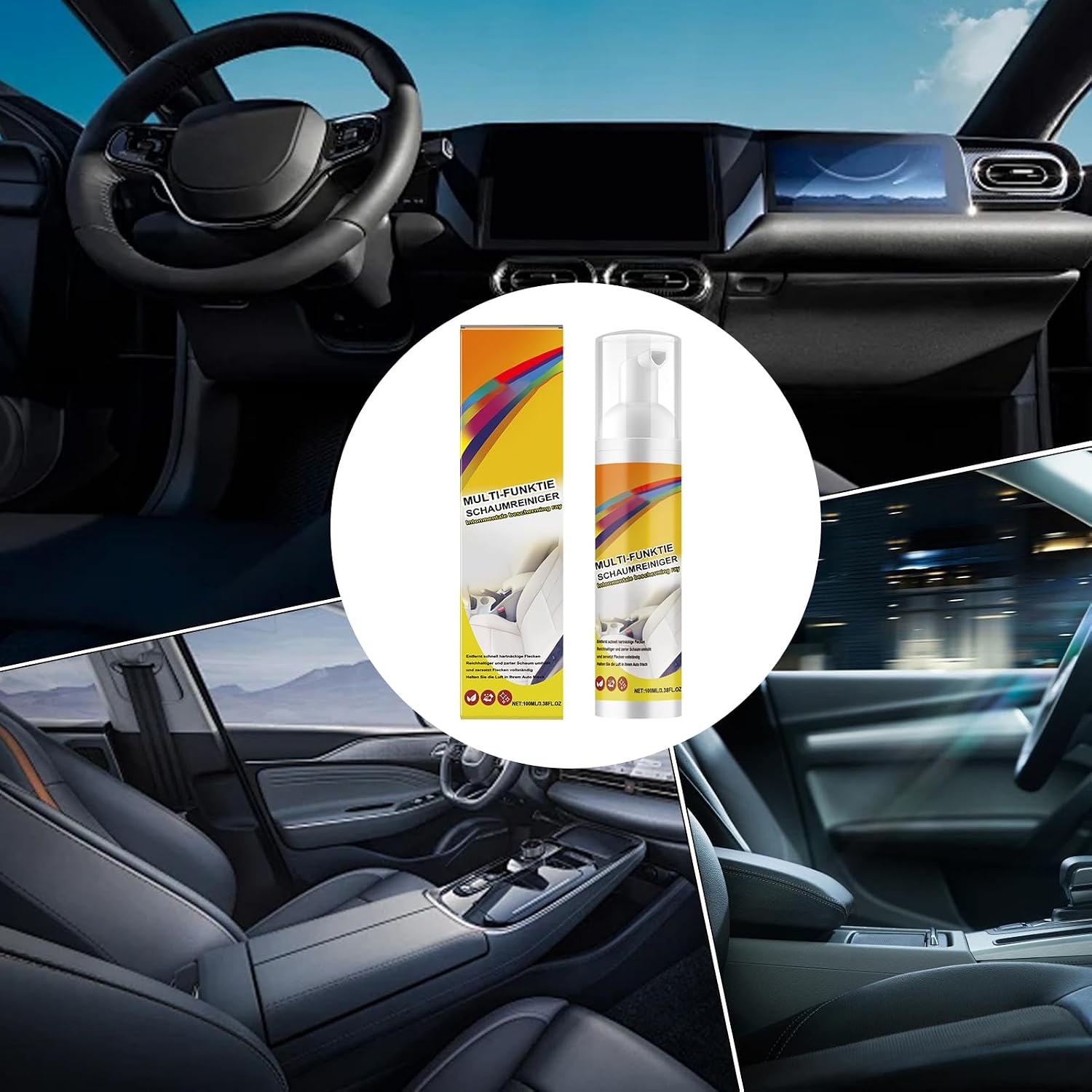 Car Interior Cleaner Spray 100ml Vehicle Interior | Multifunctional Carpet Cleaning Agent, Foaming Stain Remover for Vehicle Seat, Home