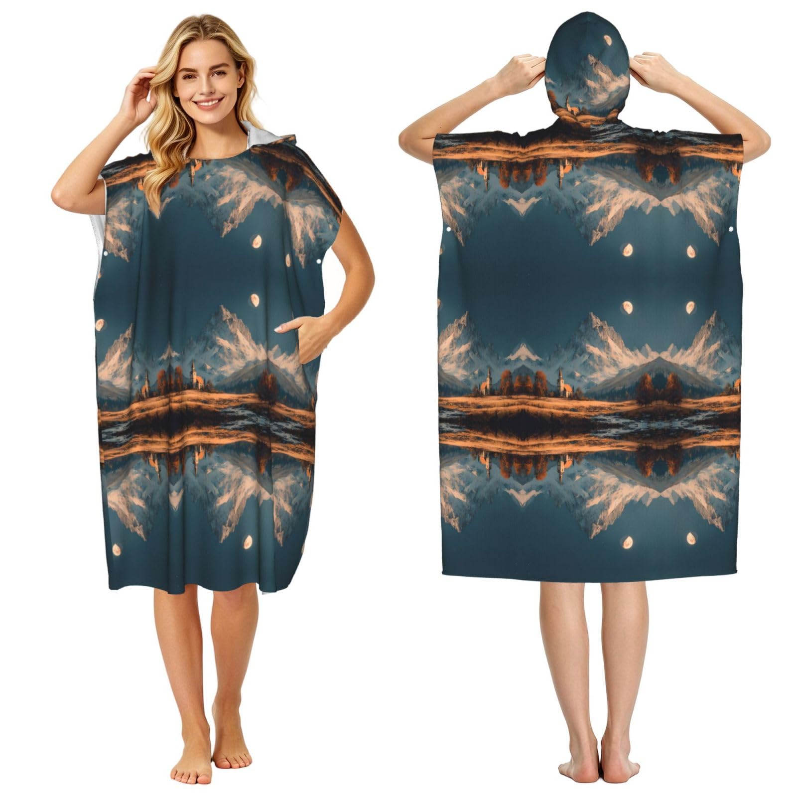 Poncho à capuche en microfibre pour se changer facilement sans serviette qui glisse