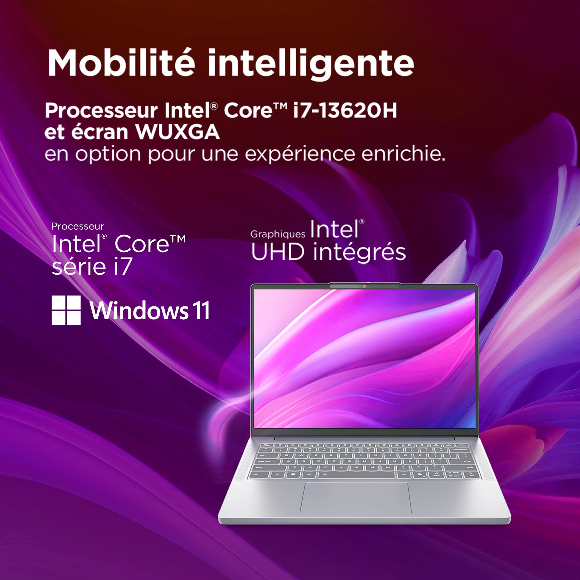 Lenovo IdeaPad Slim 3 14IRH10 Ordinateur Portable 14" WUXGA Intel Core i7-13620H RAM 16Go SSD 512Go Intel UHD Graphics Windows 11 Home Clavier AZERTY Français Gris