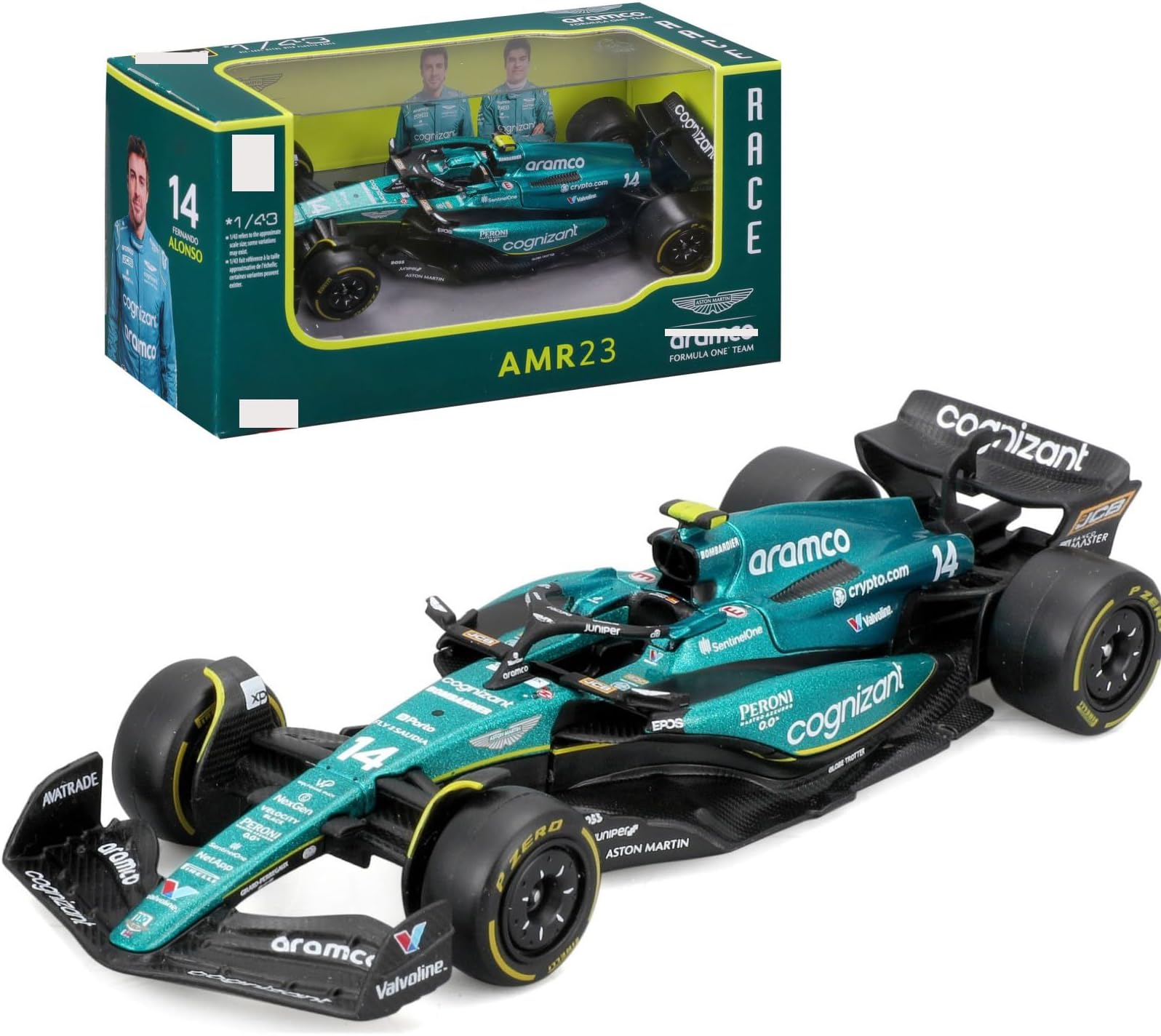 - 2023 1:43 AMR23#14 Alonso F1 Alloy Car Model Formula Racing for Die Cast Aston Martin #14 Static Adult Collection