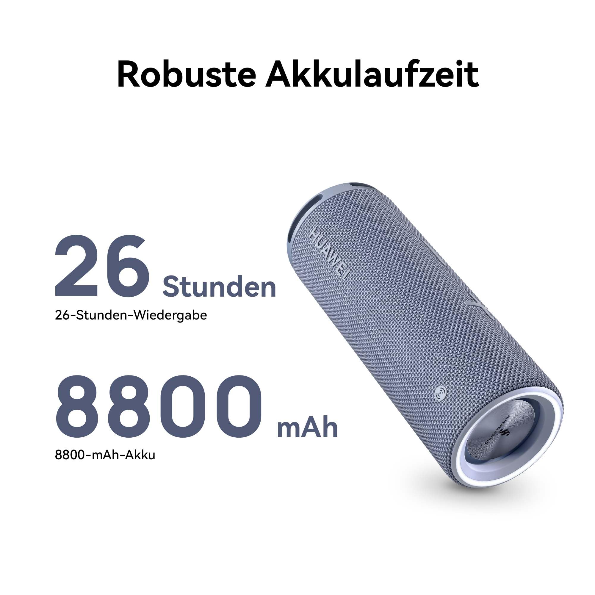 HUAWEI Sound Joy 2 Tragbarer Bluetooth-Lautsprecher, Schwarz | Sound-Vierfach-System, 26-Stunden-Wiedergabe, IP67 Staub- und wasserbeständig, Schütteln für Stereo, stilvolle Lichtshow
