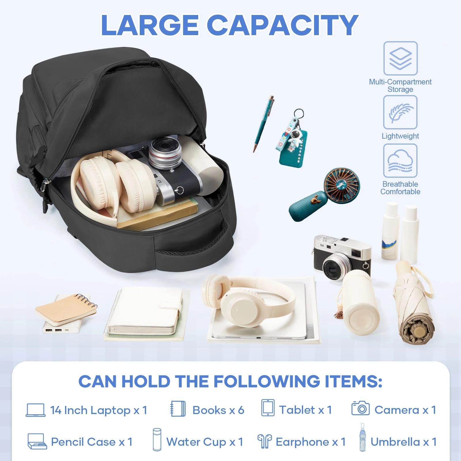 HYC00 Zainetto Casual Ragazza Zaino Scuola Superiore Zainetto Universita Donna School Backpack per 14 Pollici Porta PC Zaini Scolastici Media School bag for Girls Zaino per Scuola per Lavoro Viaggio