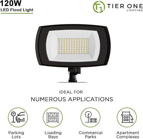 Miniatura 4 de TIERONE Luz de inundación LED para exteriores con fotocélula del atardecer al amanecer, luz de seguridad para exteriores de 75 W, para jardines,