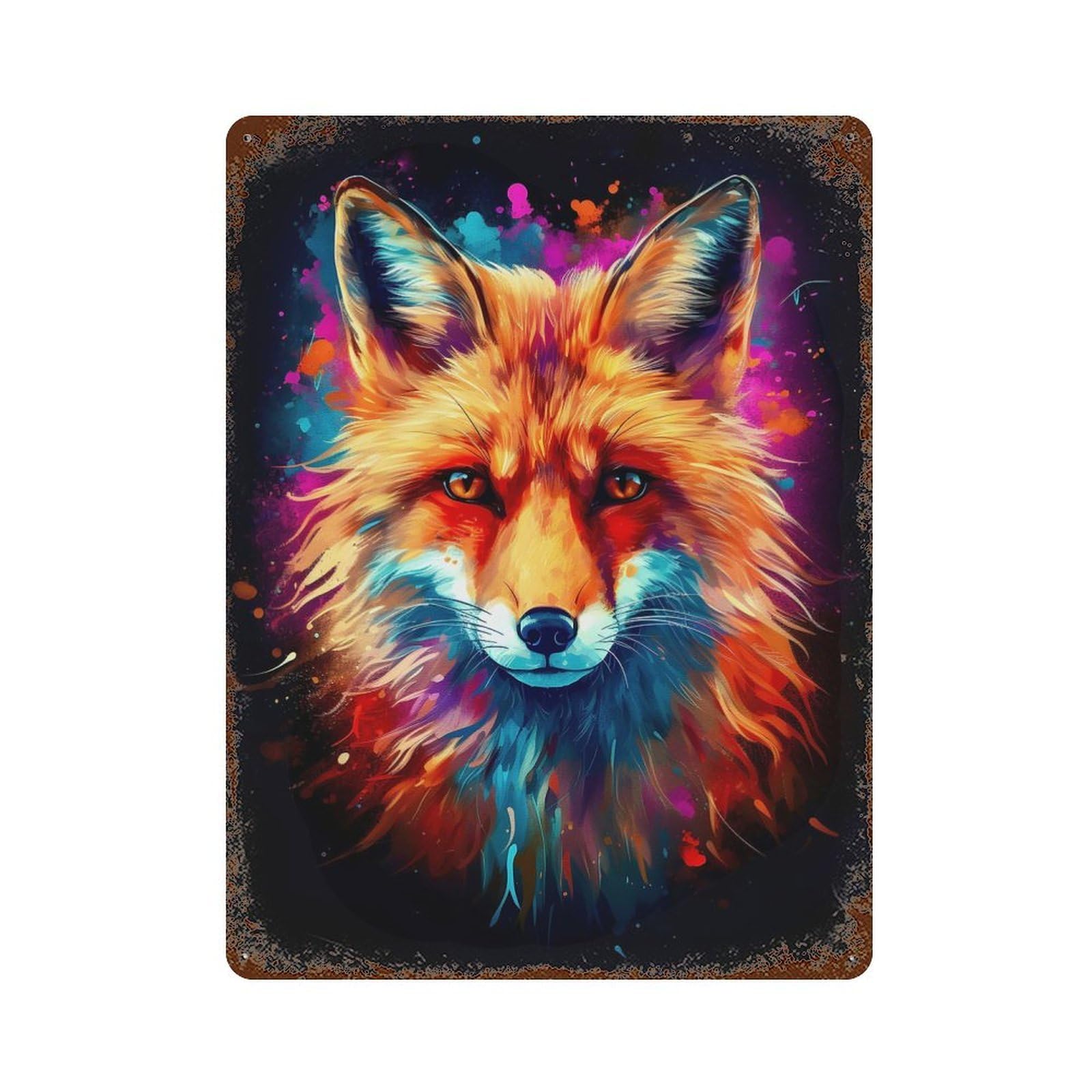 Amazing Fox Art 15.7"x11.8" Retro Metal Sign, Old School Wall Decor for Office, Studio And Wall Decor