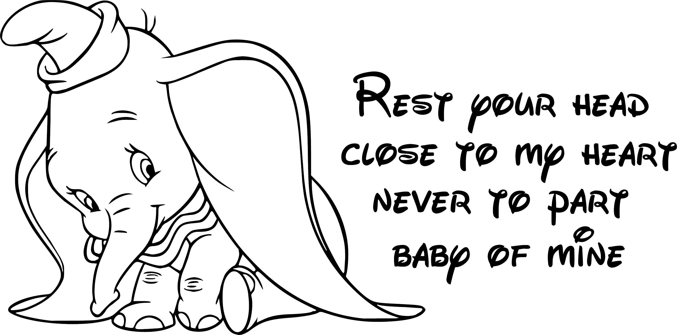 Dumbo rest your head close to my heart quote vinyl wall art sticker