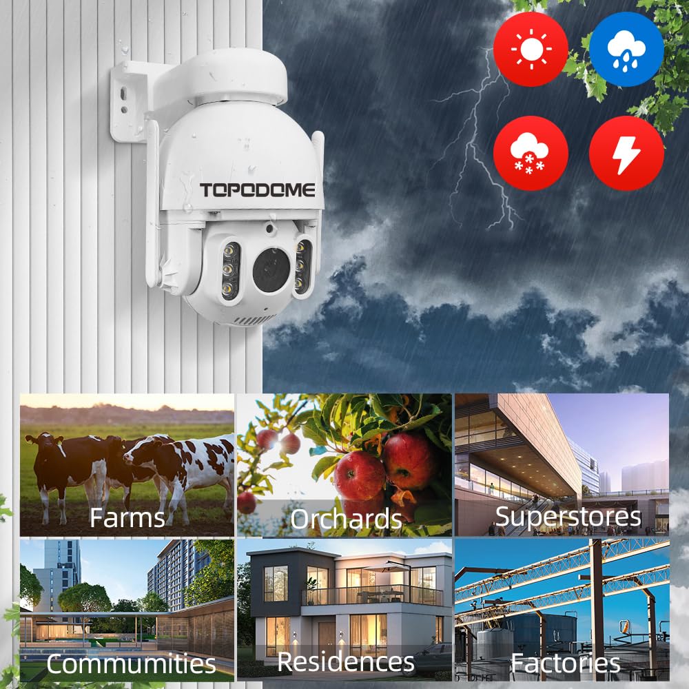Zewnętrzna kamera nadzorująca WiFi 2K PTZ, zewnętrzna kamera bezpieczeństwa, Wi-Fi 5G, automatyczne śledzenie 360°, kolorowy noktowizor 50 m, RTSP, alarm ludzki/pojazd, montaż sufitowy IP66