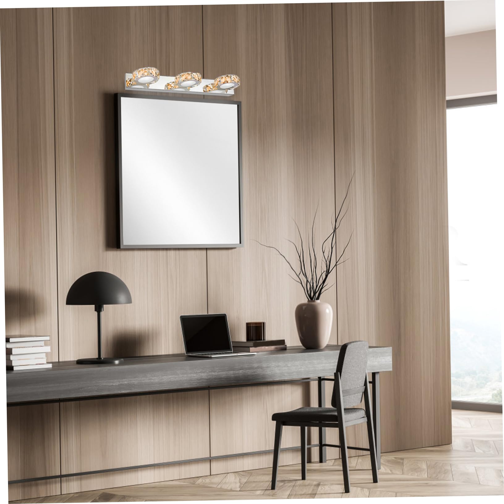 UKCOCO LED Badezimmerspiegelbeleuchtung 9 W Gold aus Edelstahl und Kristall | LED Licht für Bad, Flimmerfrei und Einfach zu Montieren, für Waschtisch und Wand