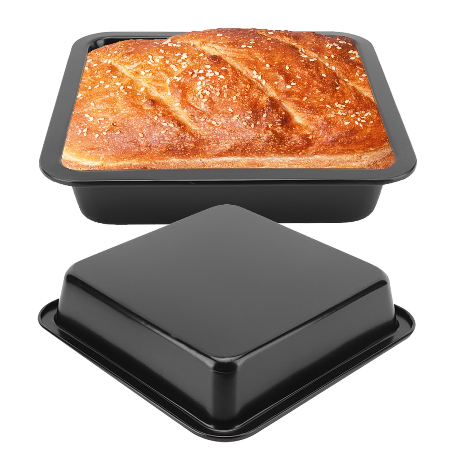 2 Teglie Da Forno Quadrate Antiaderenti Oro 22.5x22.5x4.6cm - Per Biscotti E Pane