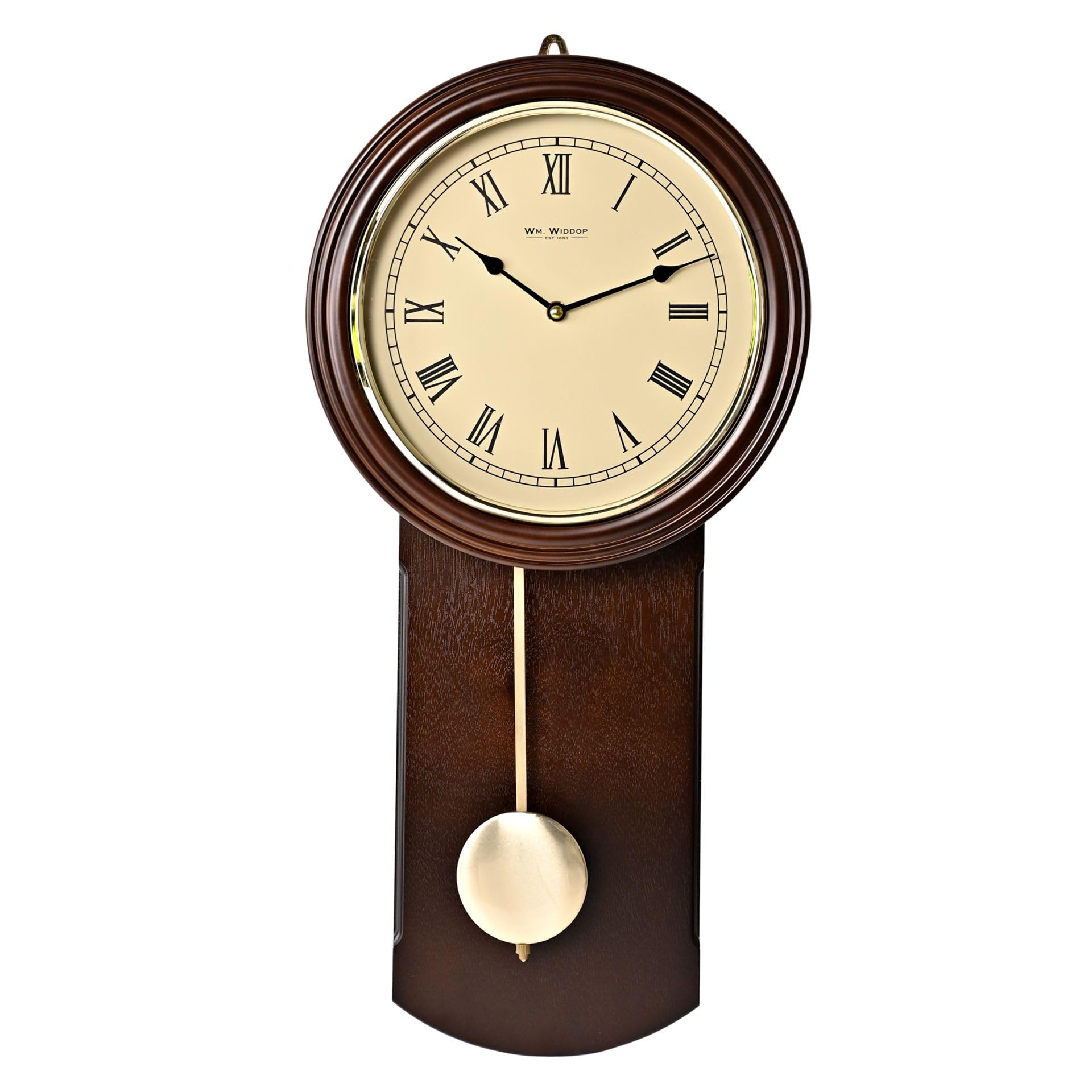 Widdop And Co Dark Walnut Finish Pendulum Wall Clock - W9905