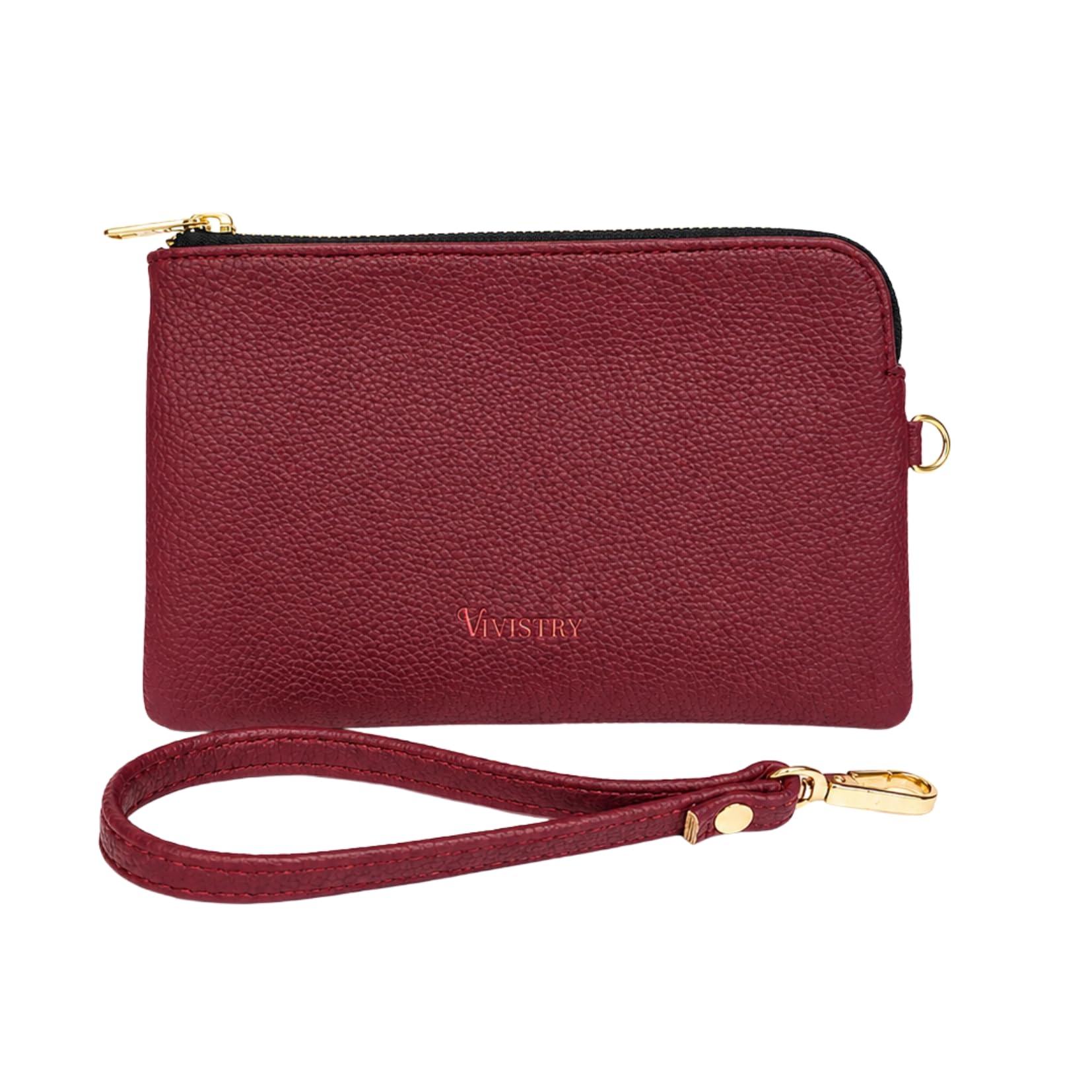 Phone Wallet with Wristloop | Soft Wallet | Everyday Purse | Pouch | Coin Purse | Clutch | Travel Organizer | Zipper Pocket | Card Slots (Wine Berry)-image-17