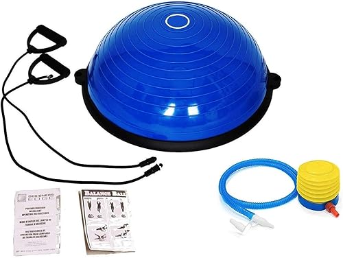 X-Factor 23" Inch Balance Trainer Stability Half Ball Yoga Ball Training Exercise with Resistance Bands, Pump for Strength Core Ab Workout Home Gym