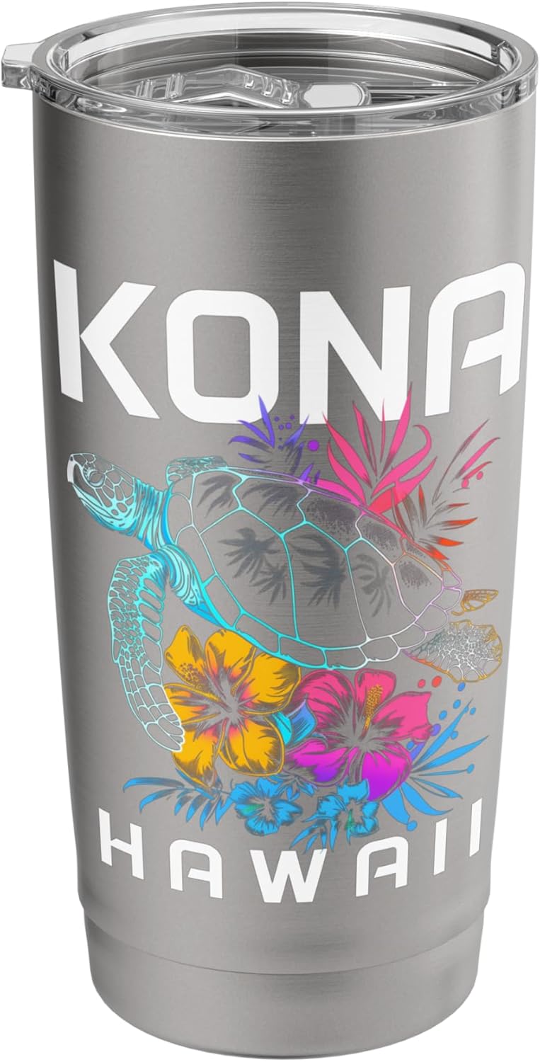 Kona Hawaii Sea Turtle Hawaiian Surfer Souvenir Stainless Steel Insulated Tumbler