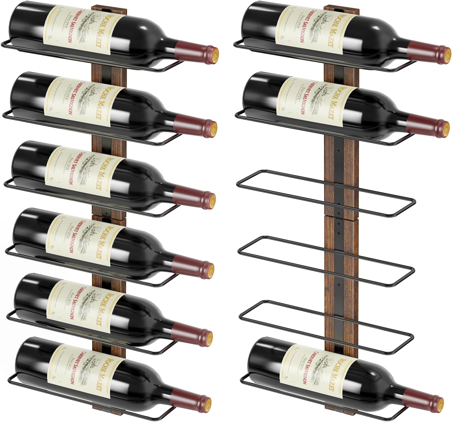 Wine Rack Wall Mounted for 12 Wine Bottles, Wall Wine Rack Wood Wine Racks for Wall, Wine Holder Wall Mounted Wine Bottle Racks for Kitchen, Dining Room, Bar