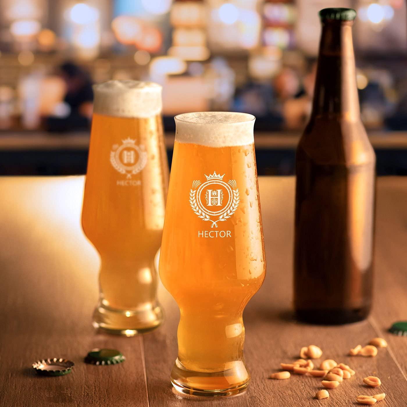 Maverton Ensemble de Chopes à Bière Personnalisées de 0,4l | 400ml, Verres de haute qualité avec gravure pour homme, Cadeau pour tous les amateurs de bière, Monde