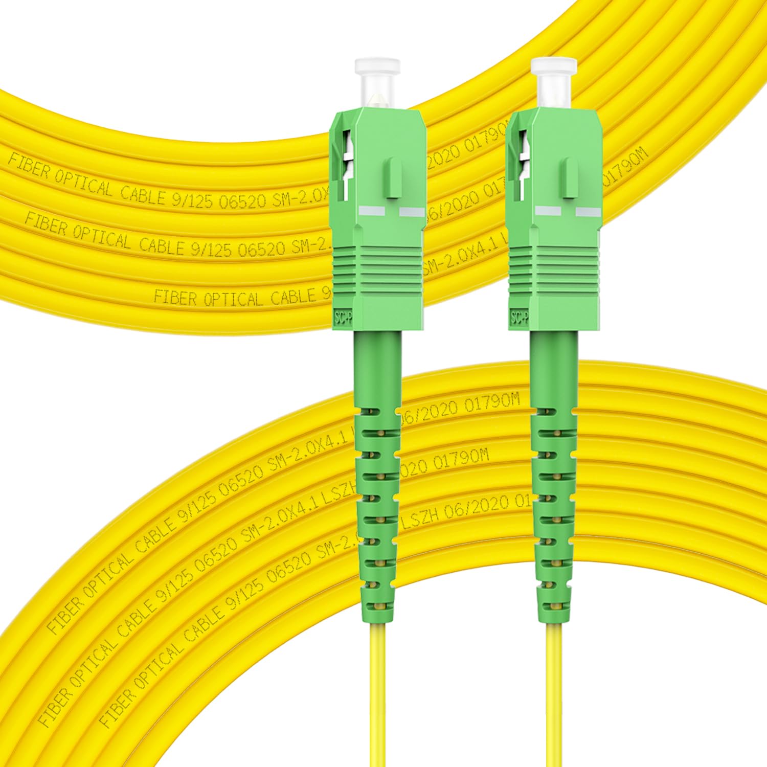 FLYPROFiber- 50m/164ft SC/APC to SC/APC Optic Fiber Cable, OS2 Single Mode Fiber Patch Cable, Simplex, Length Option: 0.5m-50m 9/125um LSZH Yellow OD-2.0mm 50M(164ft)