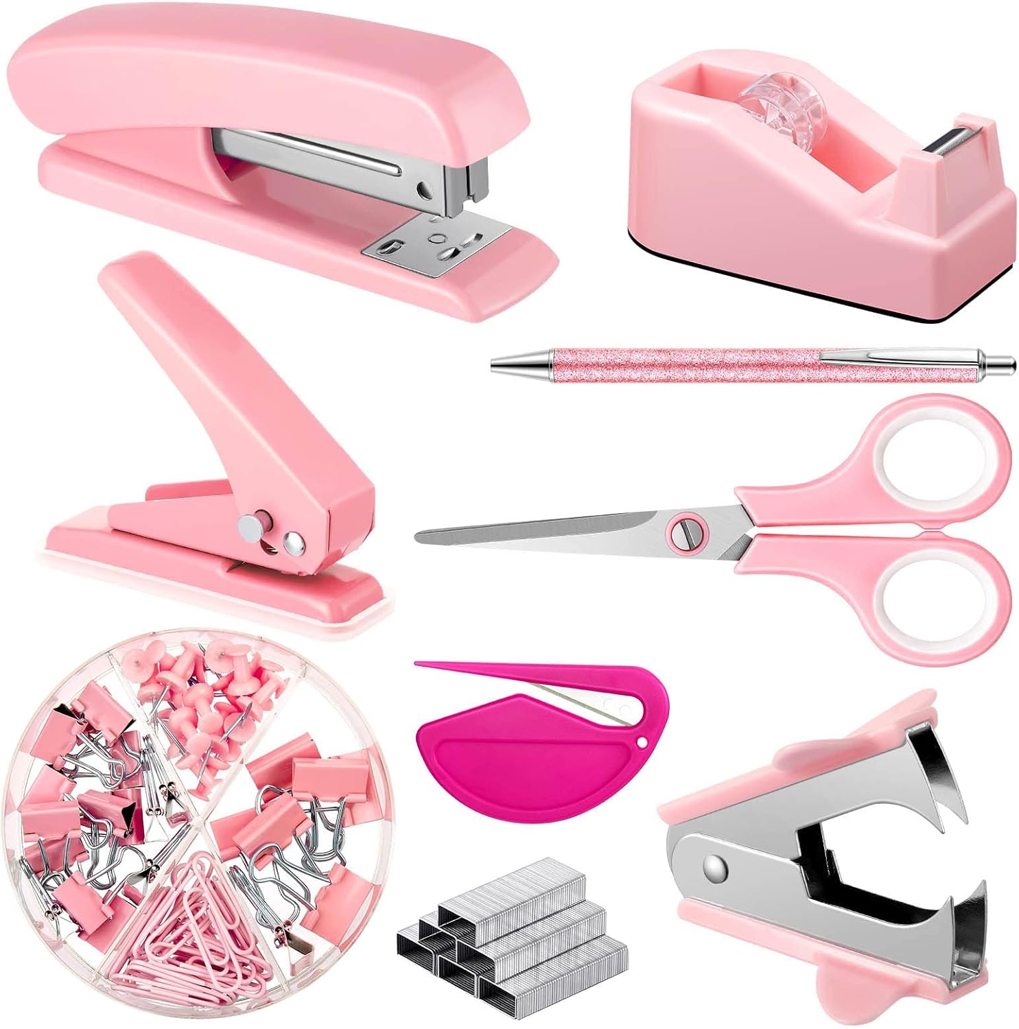 Office Supplies Set Desk Accessory Kit with Stapler Tape