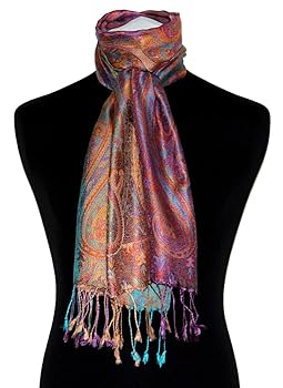Écharpe En Soie 100% Lorenzo Cana - Motif Cachemire, 35x160 Cm - Marron Clair, Luxe Italien