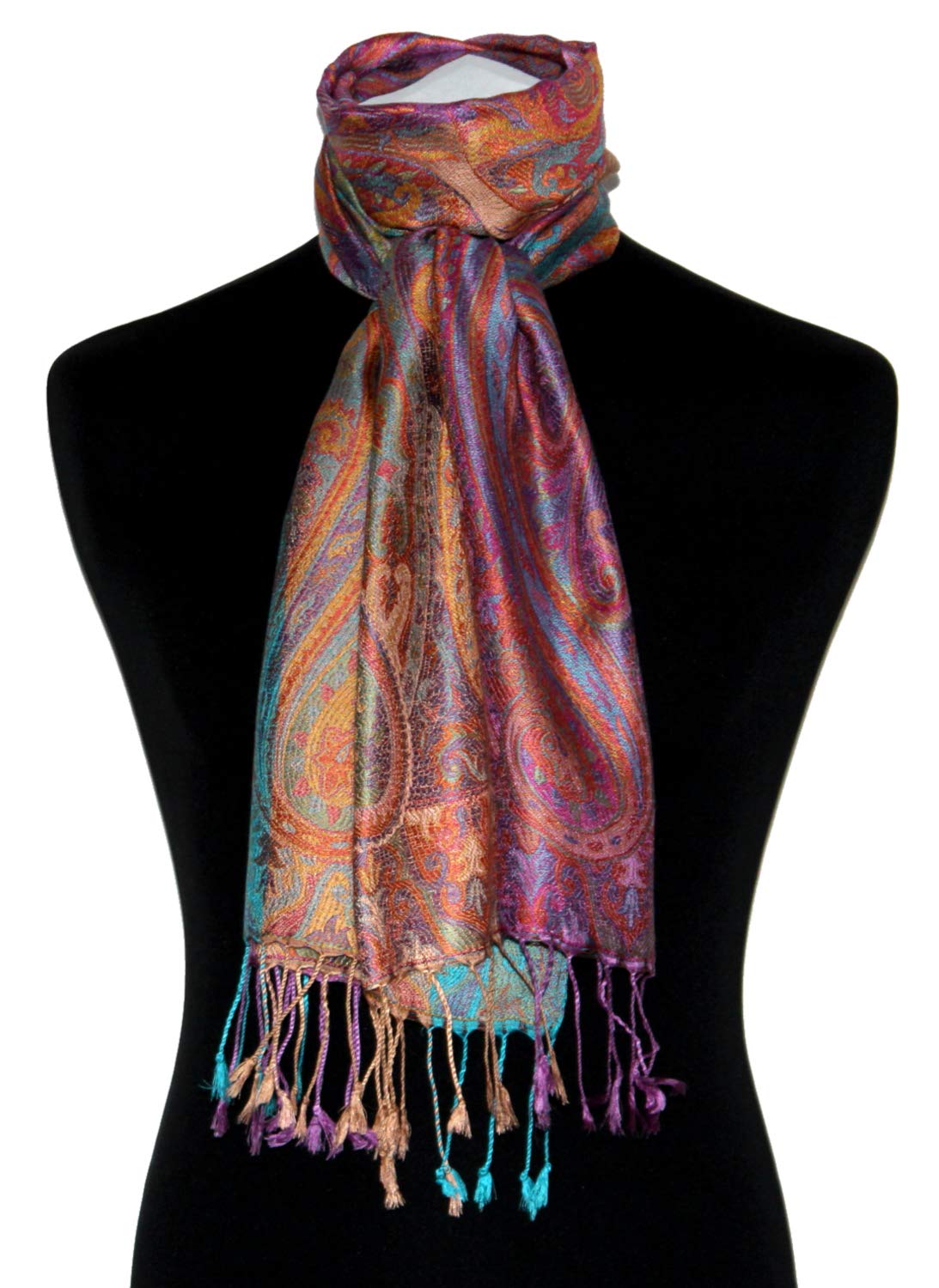 Lorenzo Cana - Sciarpa da donna in seta al 100%, con elegante motivo cachemire multicolore