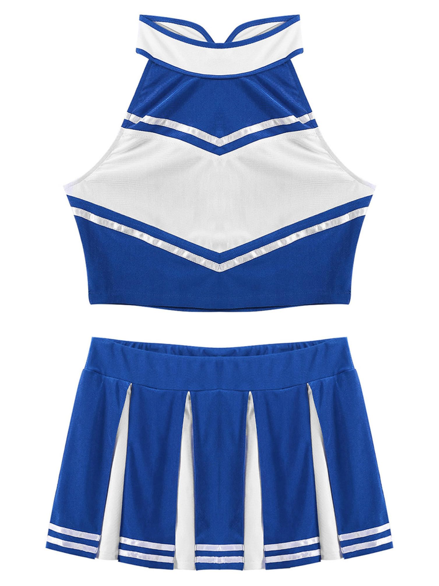 inhzoy Damen Cheerleading Cheer Leader Uniform Rock Crop Top Set Tanz Karneval Fasching Party Halloween Kostüm