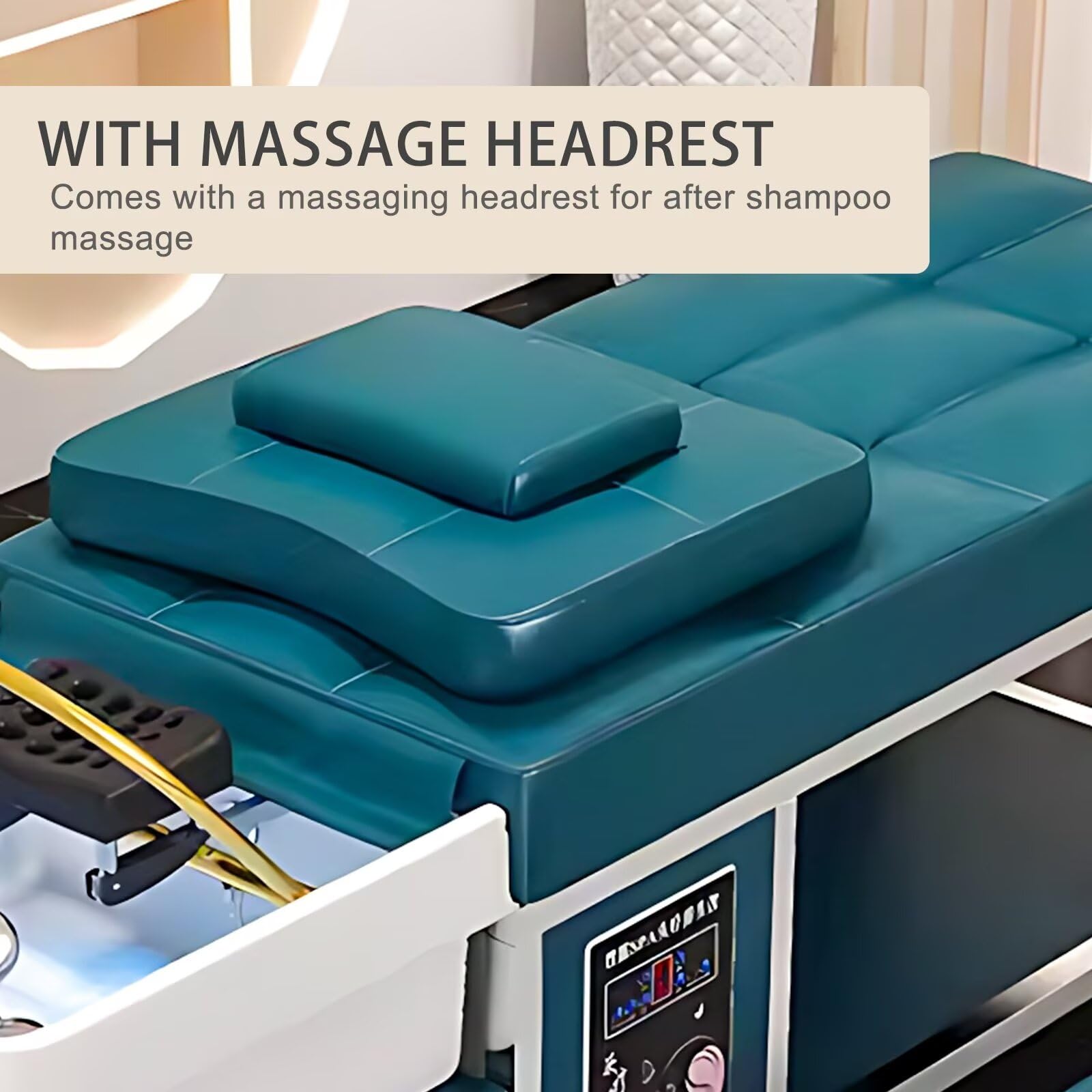 Stół do masażu do salonu fryzjerskiego, konstrukcja ze stali nierdzewnej, czysty czarny design, wielofunkcyjny sprzęt do spa na głowę i stół do pielęgnacji twarzy z zagłówkiem do masażu
