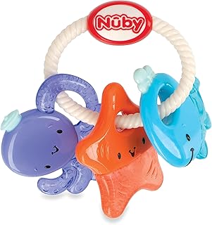 Nuby Ice Gel IcyBite Sea Teether Keys, 3M+ Multi