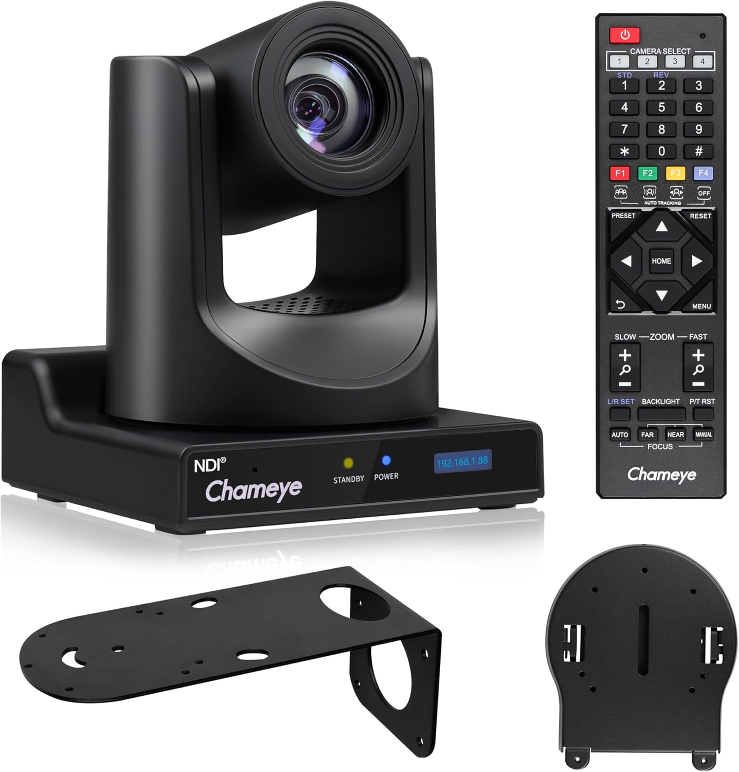 Chameye NDI PTZ Camera 20x Optical Zoom AI Auto Tracking PTZ Camera with LCD Display, 3G-SDI IP 1080P 60fps PoE Live Streaming HDMI PTZ Camera for Church Worship Education Events, C720N Black