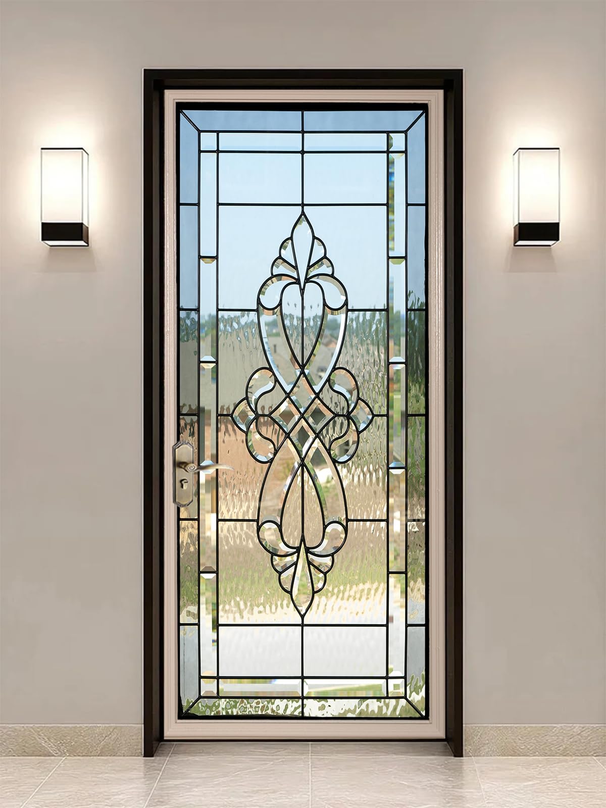 FLFK 3D Stained Glass Door Sticker Peel and Stick 77x200cm,Self-Adhesive Door Wraps Murals Wallpaper Waterproof PVC Door Decal for Bedroom Decor(2Pcs/Set) โ image 1