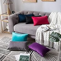 Vista 224 de 2 fundas para cojín decorativo de terciopelo con pompones