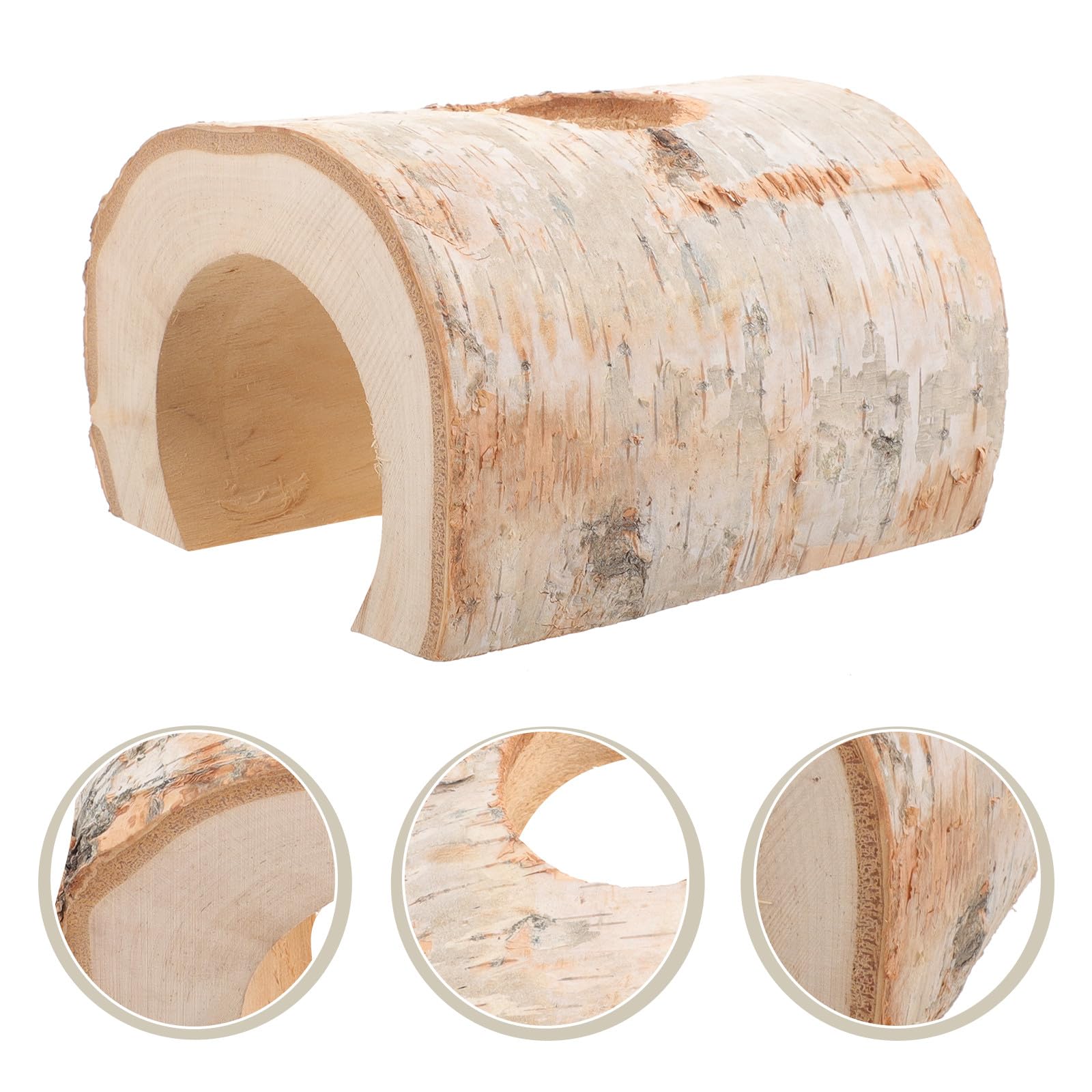 Birkenholz Hamsterversteck Tunnel 15cm Holzspielzeug für Kleintiere Rennmäuse Mäuse Käfigzubehör