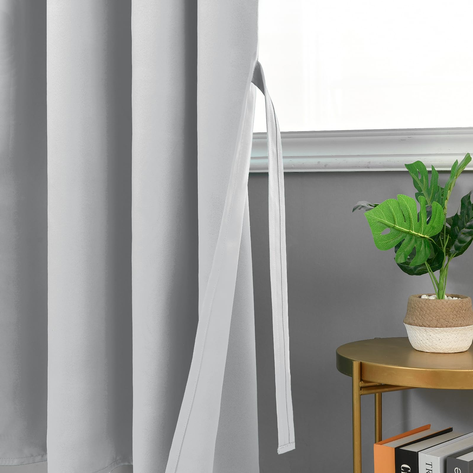 JIUZHEN Opaque Curtains Ruffle Tape Blackout Curtains Living Room Curtains Bedroom Thermal Curtain Silver Grey H 228 x W 117 cm Set of 2 - Image 3