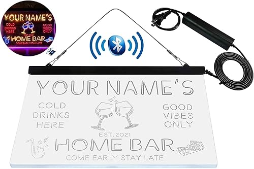 Miniatura 9 de ADVPRO Letrero de luz de neón LED tricolor personalizado con copa de vino tinto, decoración artística grabada en 3D  Personalizar nombre, fecha,