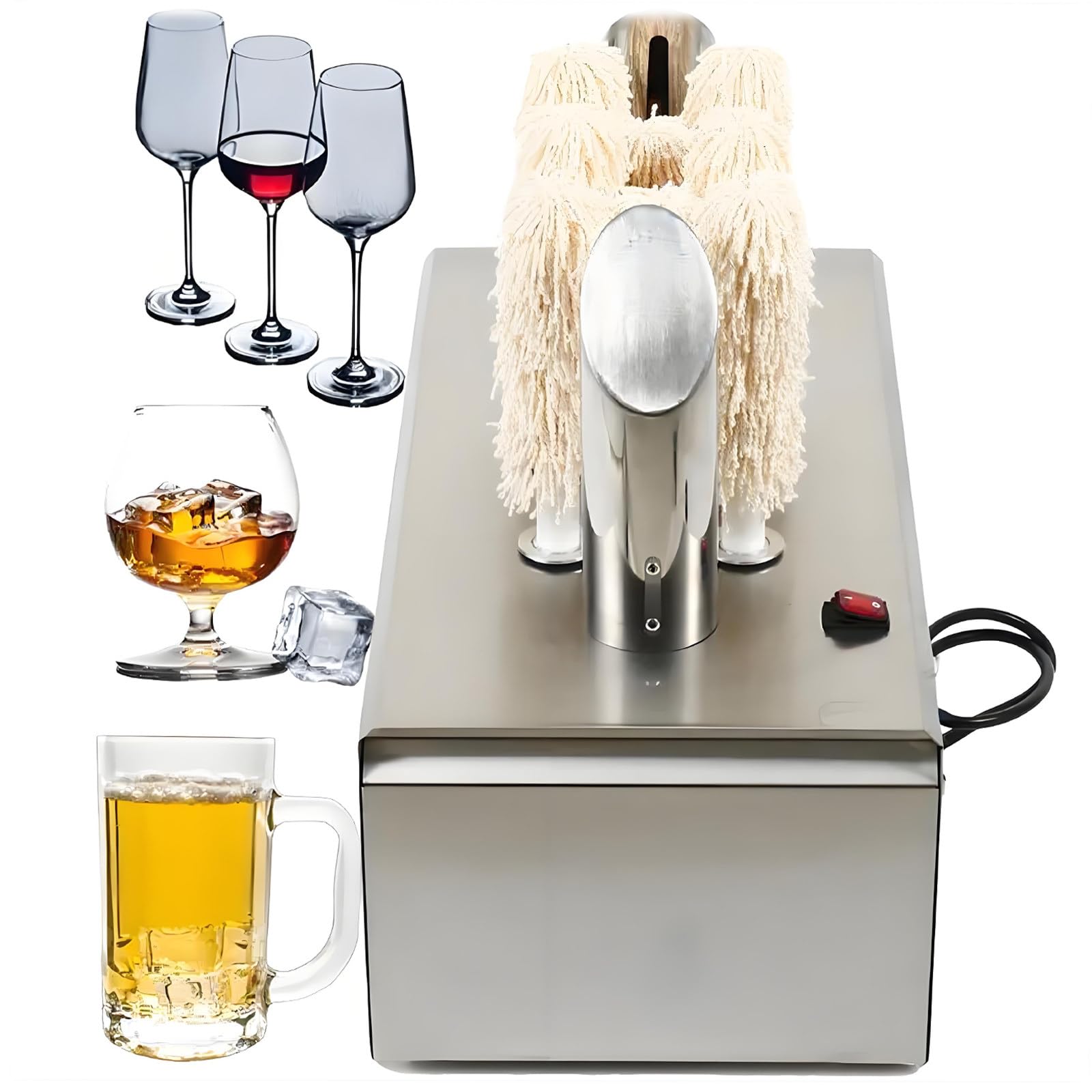 Stainless Steel Wine Glasses Polishing Machine,Electric Commercial Wine Glass Polisher &amp; Automatic Dryer,58°c High Temperature Drying,Ideal for Winery,Bars,Cafes &amp; Hotels 8heads
