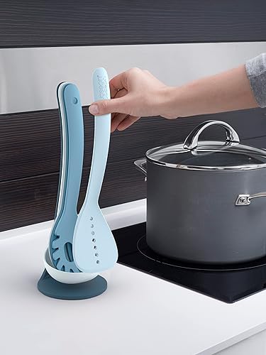 Miniatura 2 de Joseph Joseph 10526 Nest Utensils - Juego de herramientas de cocina apilables compactas con soporte de almacenamiento magnético de nailon, 5 piezas,