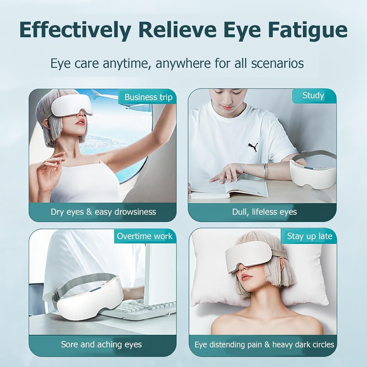 Masajeador Ocular Con Calor, Máscara Térmica Para Los Ojos, Aparato Eléctrico De Cuidado, Puntos Acupuntura Térmicos Silicona, Fatiga, Sequedad, Tensión En La Cabeza;