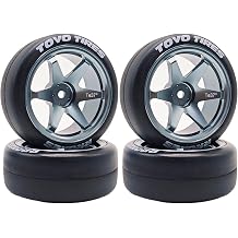 RC 1/10 Drift Tires & Aluminum Wheels 12mm Hex OD 65mm Hard Drift Racing Smooth Tyres for 110 1/12 Rally Street On Road Touring Car TT01 TT02 XV02 XV01 TA06 HPI KYOSHO PTG2 4PCS Titanium