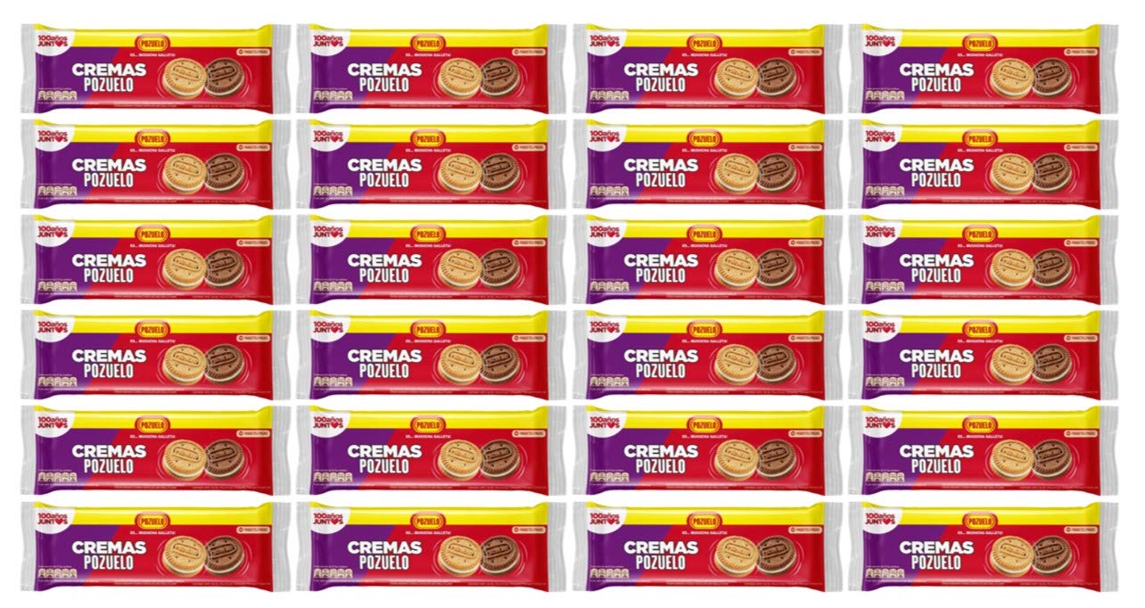Pozuelo Cremas Mixed Cookies | Mixed Chocolate & Vanilla Cookies | Vanilla Cream | 12.7 Oz (Pack of 24)