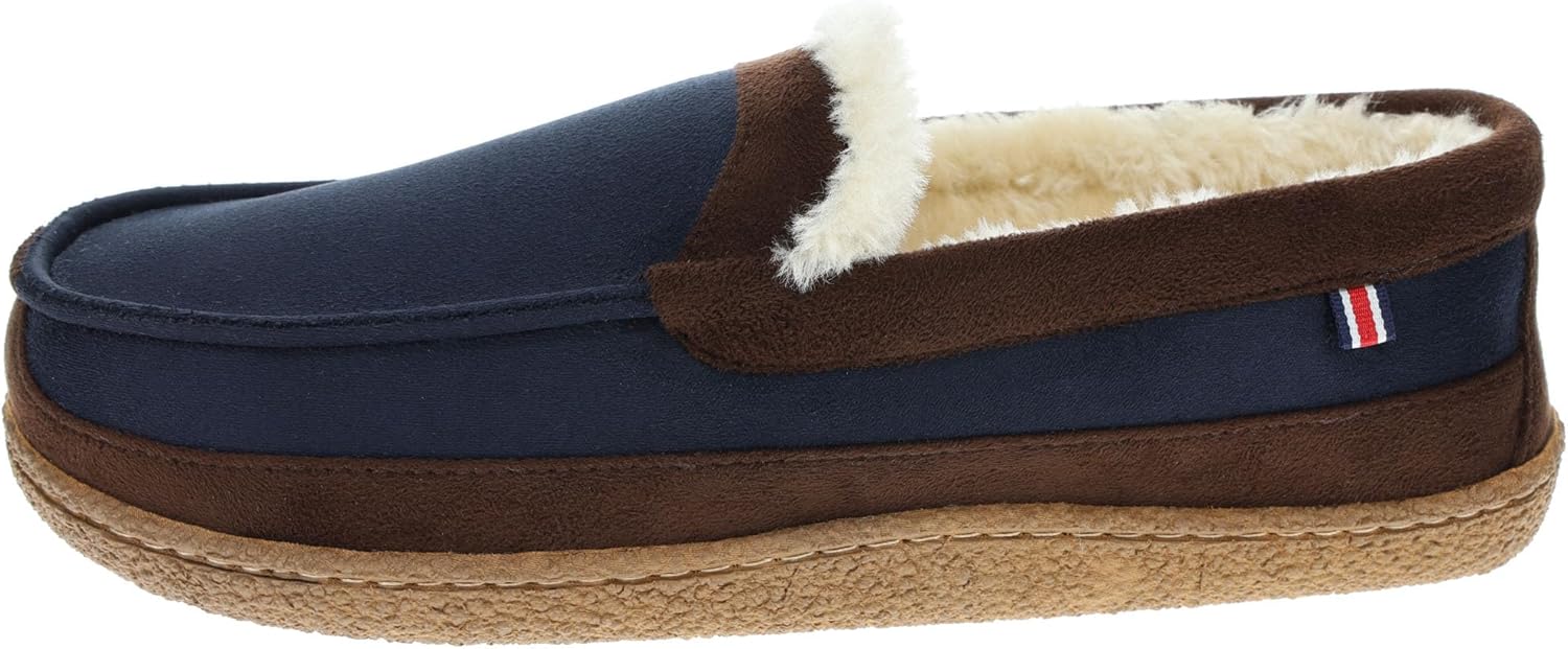 IZOD Men's Slipper with Memory Foam, Classic Soft Microsuede Moccasin, Solid Black, Men's Sizes