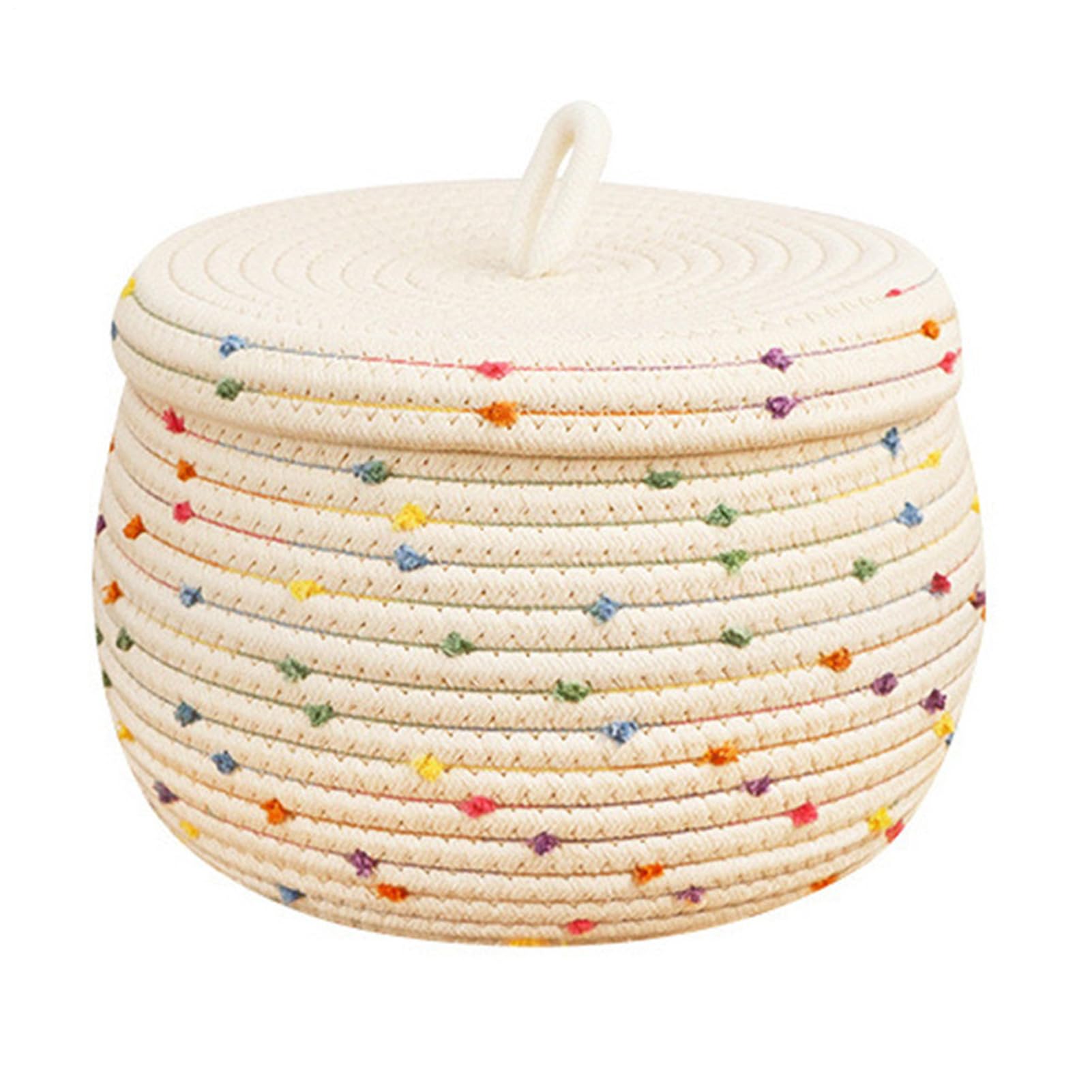 Solución decorativa de almacenamiento textil en cuerda de algodón para estantes de cuarto infantil