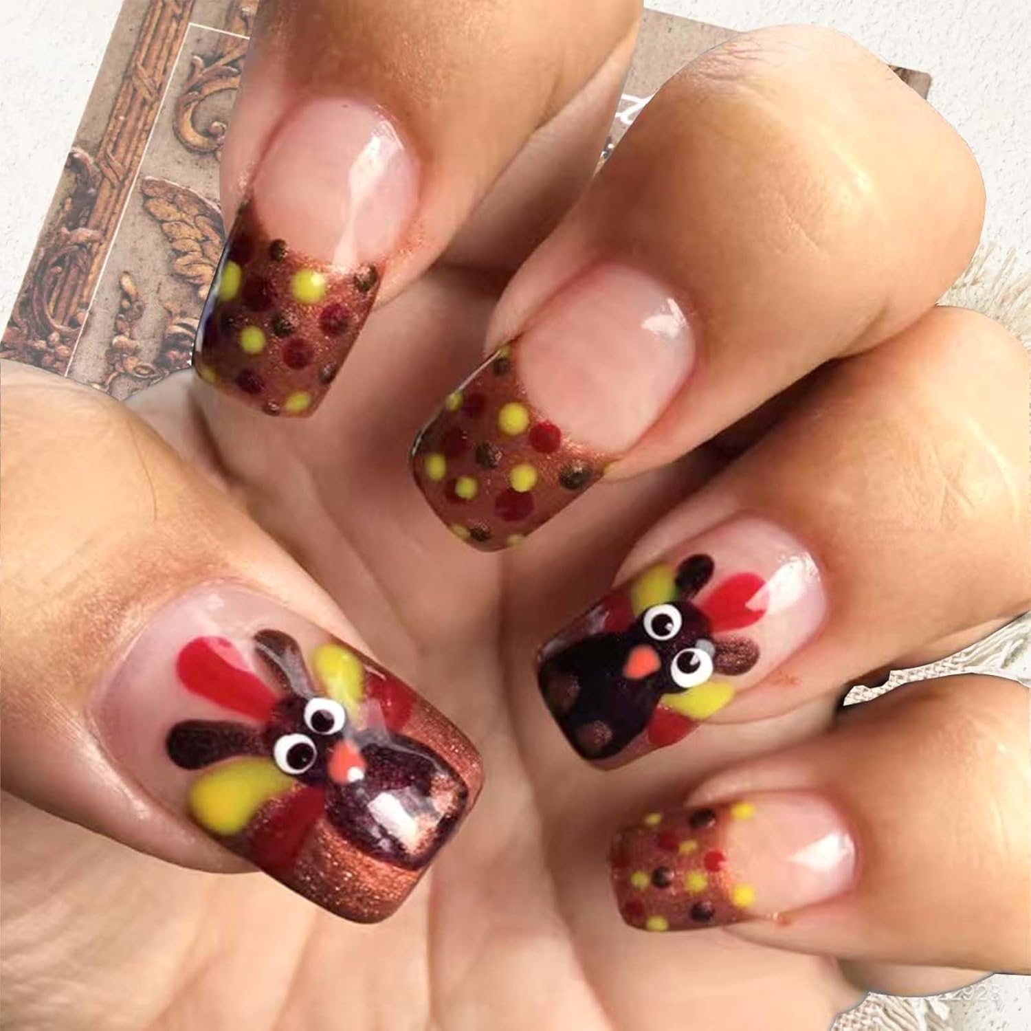ONPRESS 24Pcs Thanksgiving Glitter Press-On Nails