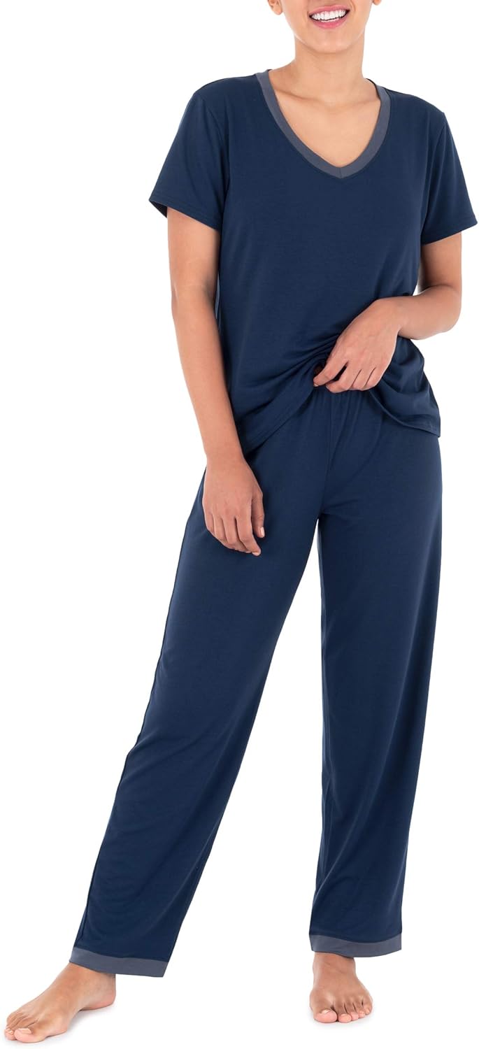 Fruit of the Loom womens Short Sleeve Tee and Pant 2 Piece Sleep Set - Image 7