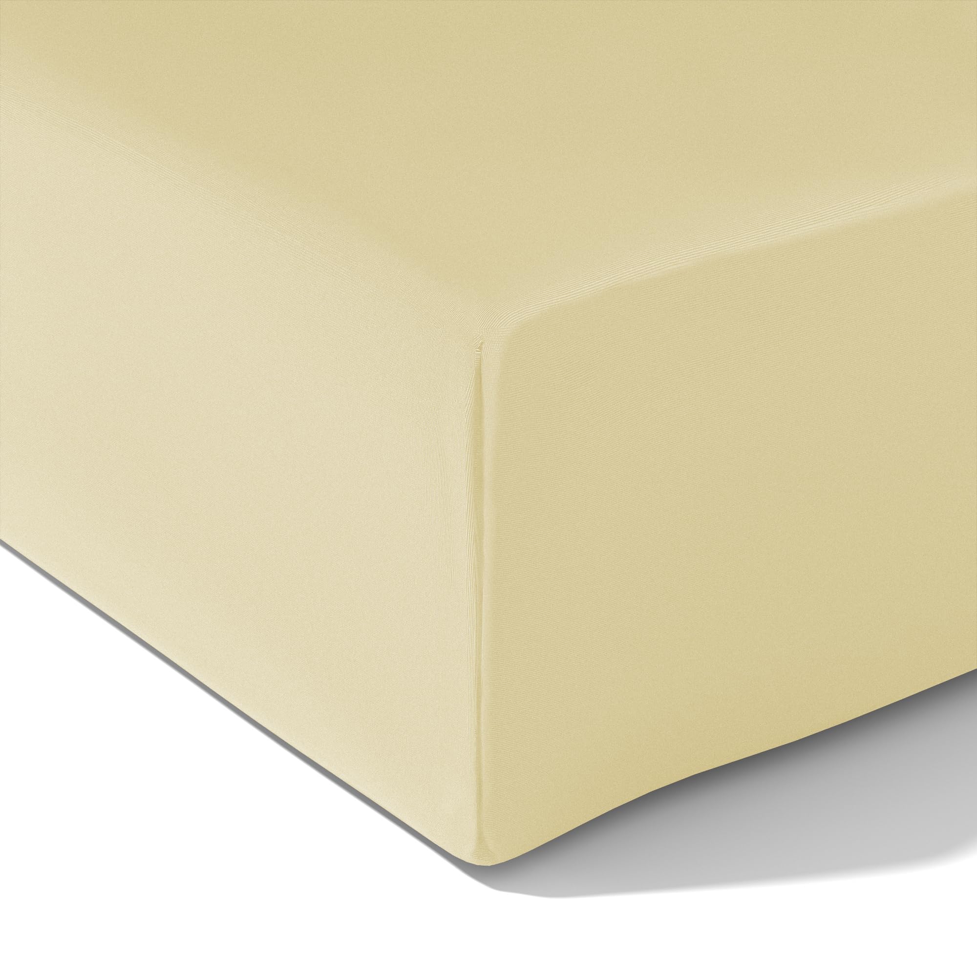 wyewye Super King Fitted Sheet, Cream, 180x200 cm with 40 cm Super Deep Pocket, Microfiber Fabric Bed Fitted Sheets