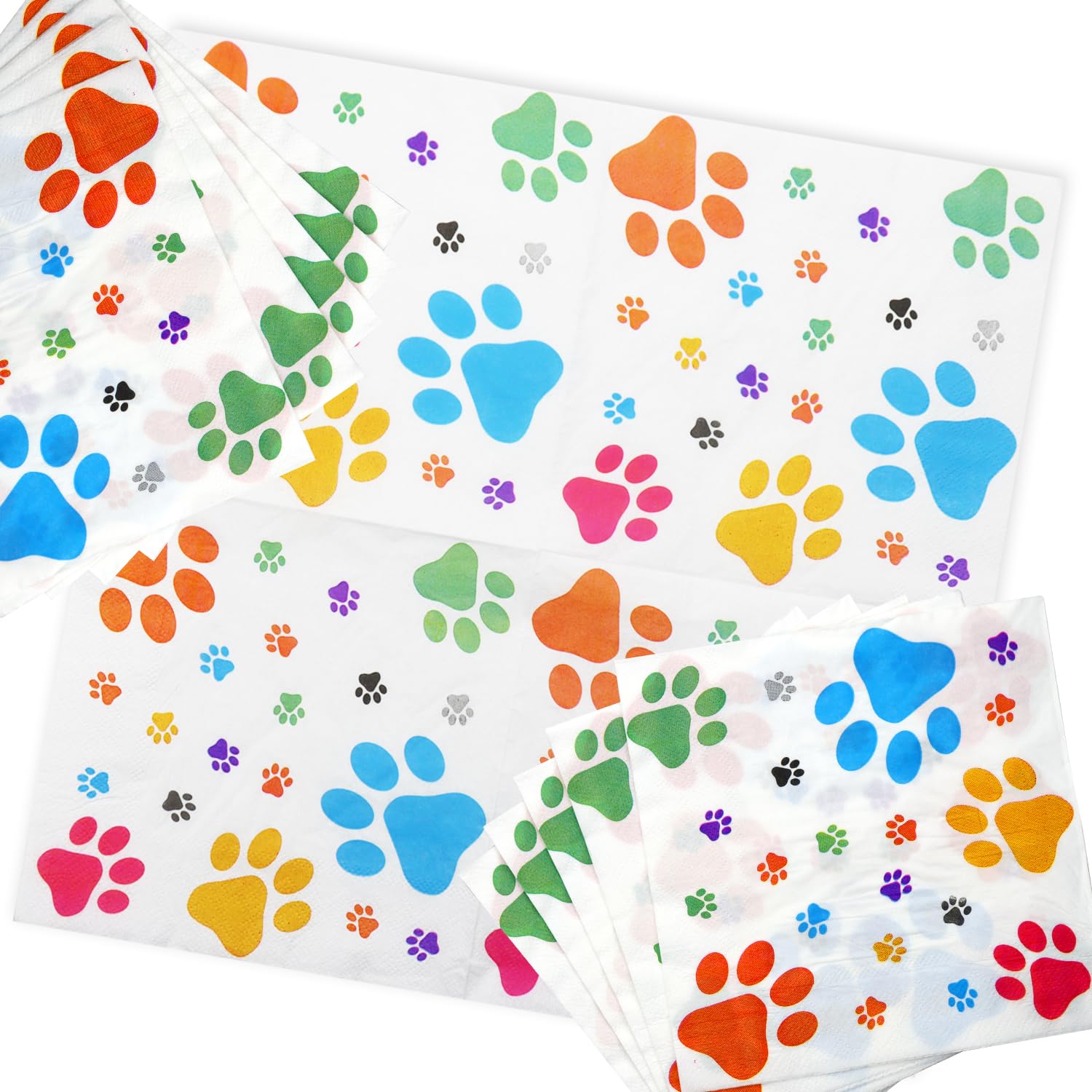 100 szt. papierowych serwetek z nadrukiem psa, 33 x 33 cm, kolorowy papier imprezowy dla szczeniąt dla dzieci, szczeniak, dekoracje imprezowe, artykuły imprezowe dla psów