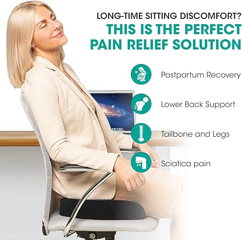 Vista 2 de Modvel Cojín de asiento mejorado de gel, almohada de espuma viscoelástica de alta densidad para silla de oficina, almohadilla ortopédica Gris