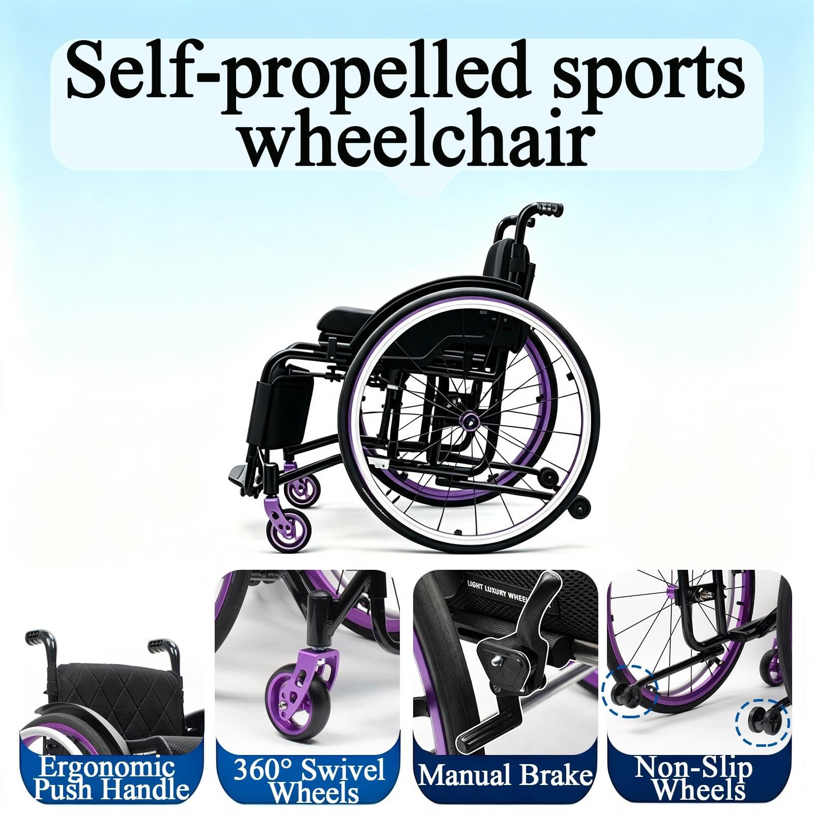 Sedia a Rotelle pieghevole leggera,Sedia a Rotelle Autospinta