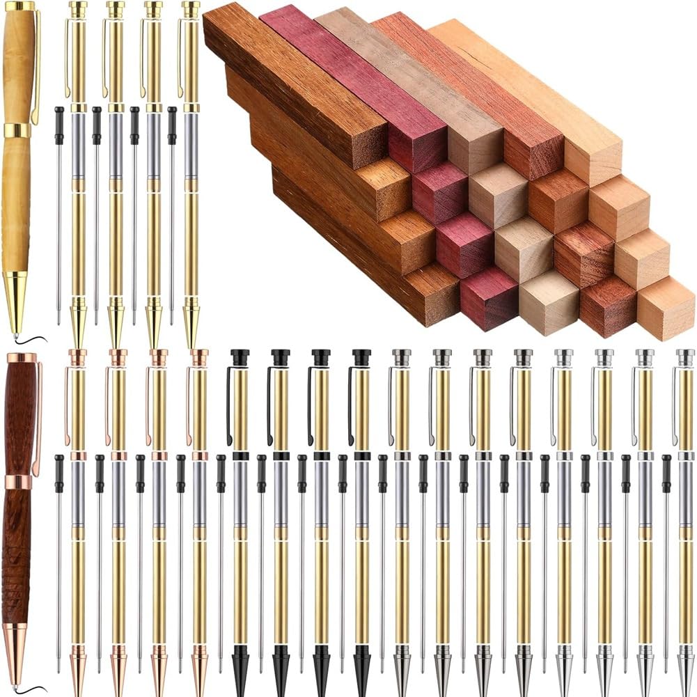 Rersduyt Gold/Black Woodturning Pen Kits Project Supplies 7Mm Slimline Pen Kits For Lathe Turning -Package Crafts