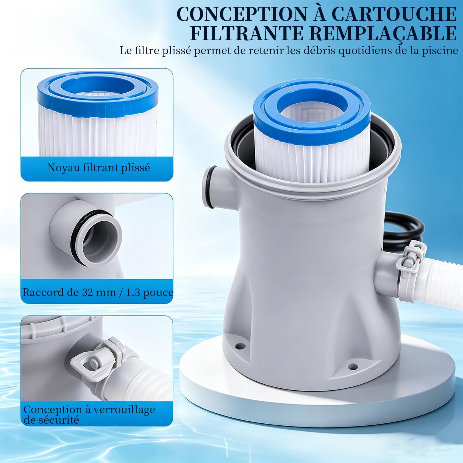 Pompe Piscine, Pompe Filtration Piscine Hors Sol 330 GPH